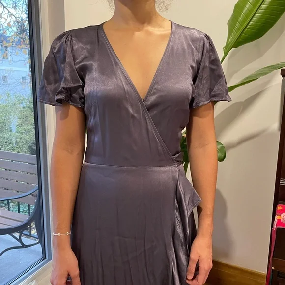 BHLDN (Anthropologie) purple silver asymmetrical dress 💜 - Picture 1 of 6